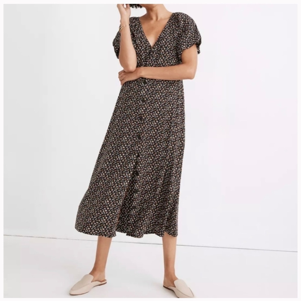 Madewell floral grannycore cottagecore prairie puff sleeve button up midi dress